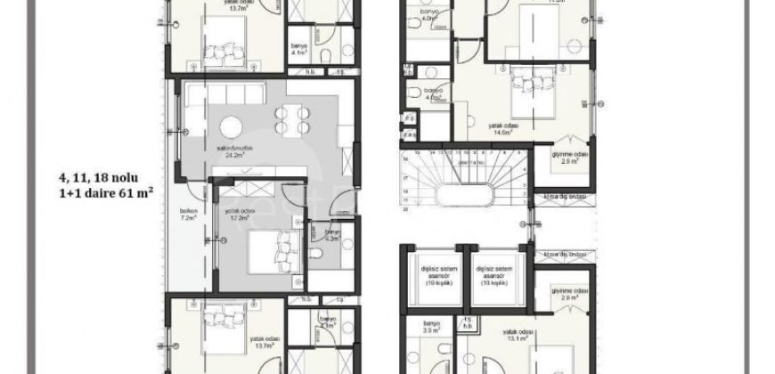Квартира в Аланье, Турция, 90 м2
