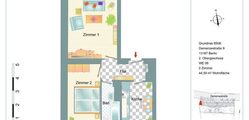 Квартира в Берлине, Германия, 44 м2