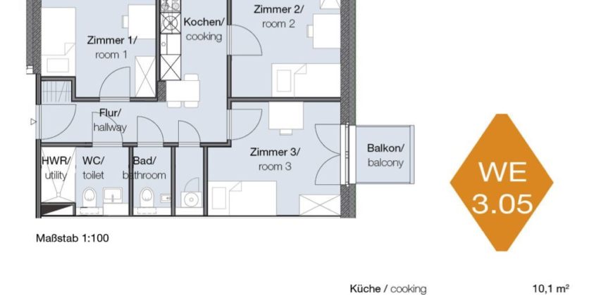 Квартира в Берлине, Германия, 61.1 м2