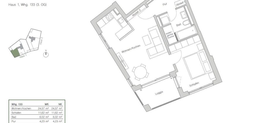Квартира в Мюнхене, Германия, 50.44 м2