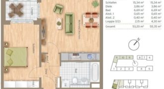 Квартира в Мюнхене, Германия, 53 м2