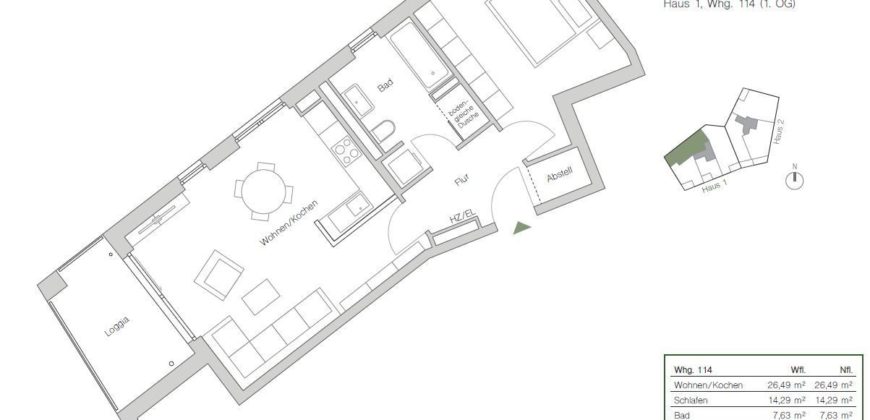 Квартира в Мюнхене, Германия, 58.04 м2