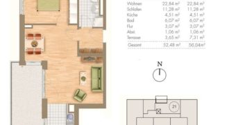 Квартира в Мюнхене, Германия, 58.48 м2