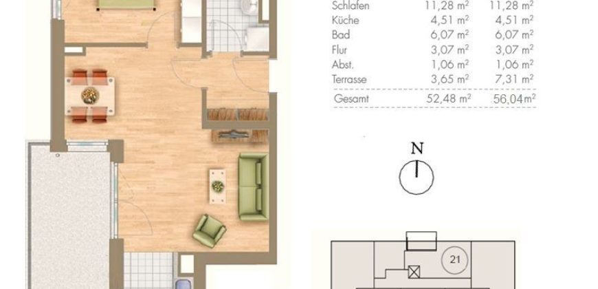 Квартира в Мюнхене, Германия, 58.48 м2