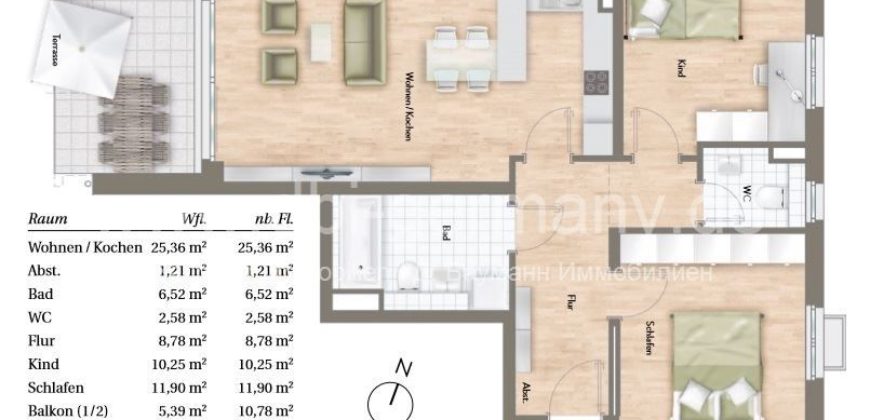 Квартира в Мюнхене, Германия, 71.99 м2