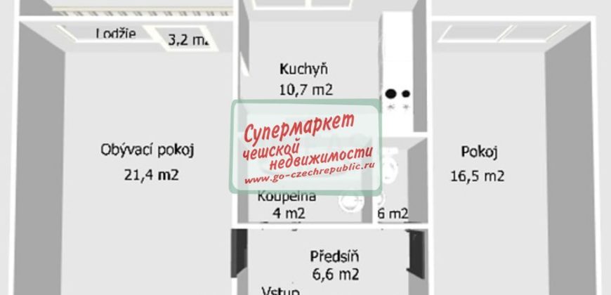 Квартира в Праге, Чехия, 63 м2