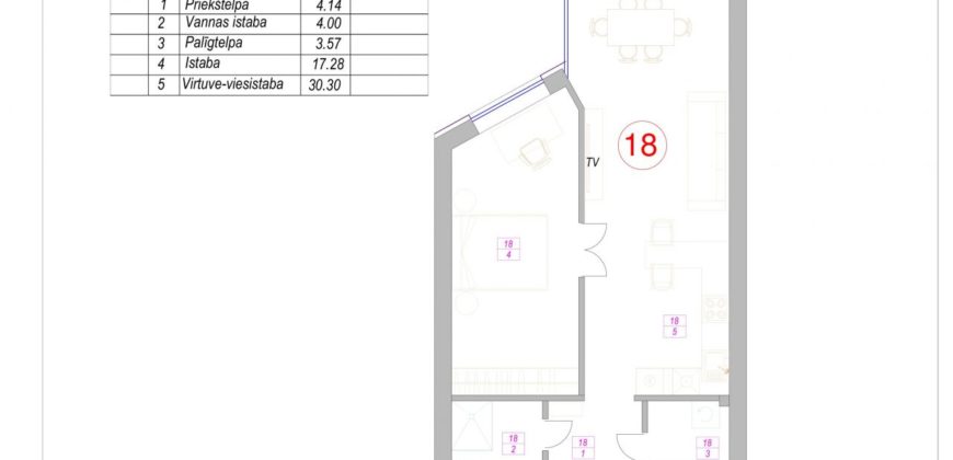 Квартира в Риге, Латвия, 59 м2