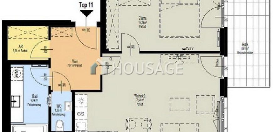 Квартира в Вене, Австрия, 61 м2